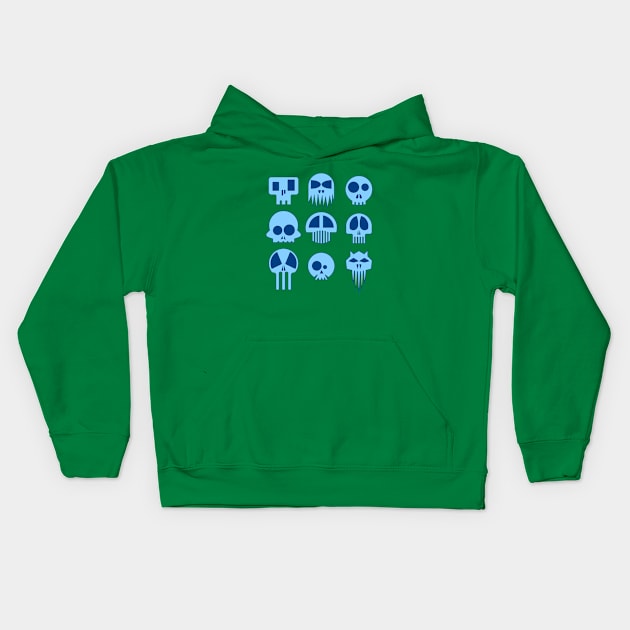 Nine Blue Skulls Kids Hoodie by Bongonation